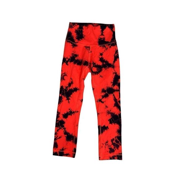 Lululemon Wunder Train High-Rise Crop 23" Wash Tie Dye Carnation Red Black 4 - Picture 2 of 9